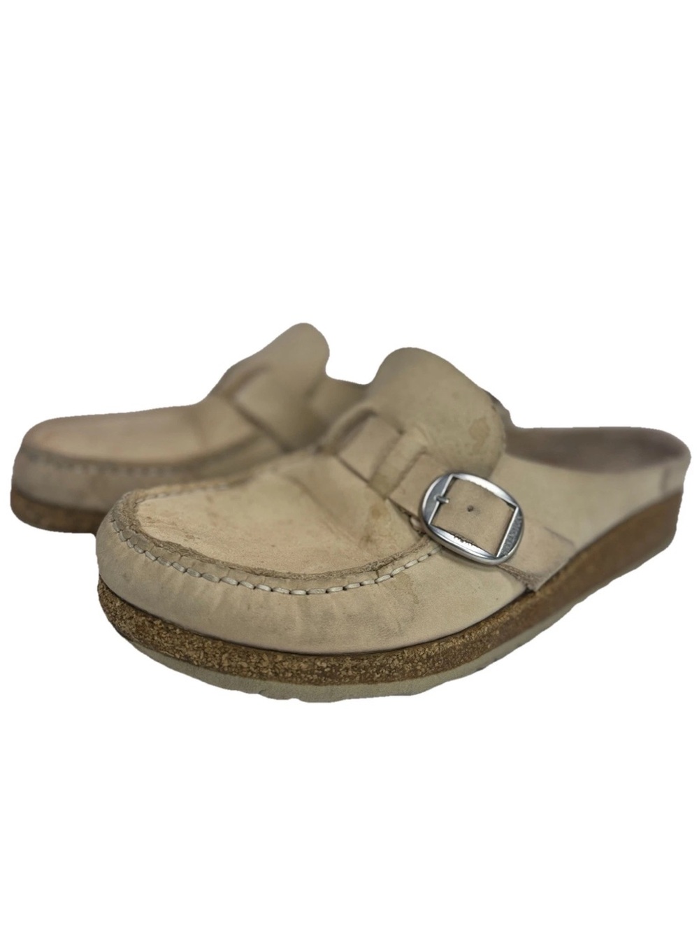 Birkenstock Buckley Suede Mules Women 8-8.5 EU 38 Slip On Light Tan Brown Clogs